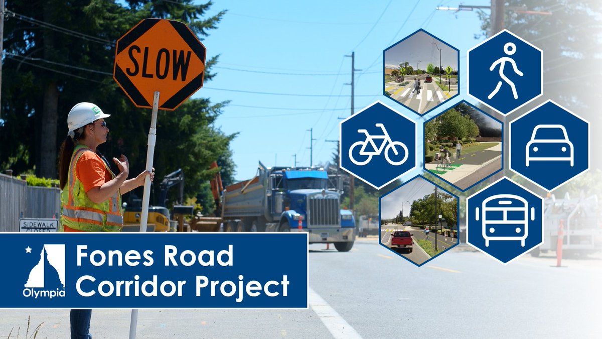 Fones Road Corridor Update: New traffic pattern starts March 23 to support ongoing construction. We will maintain one northbound and one southbound travel lane. Please follow all traffic control signs. Learn more at olympiawa.gov/fonesroad.