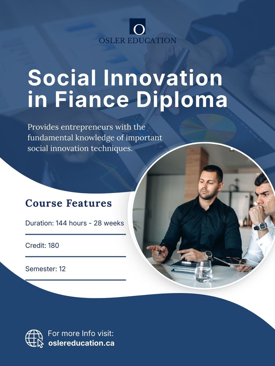 OslerEducation's tweet photo. Join our Social Innovation in Finance Diploma and gain the skills to turn bold visions into sustainable change.

---
Osler Education
+1 877-520-5566
info@oslereducation.ca
https://t.co/36KHLB9jpH https://t.co/iePafARYZV