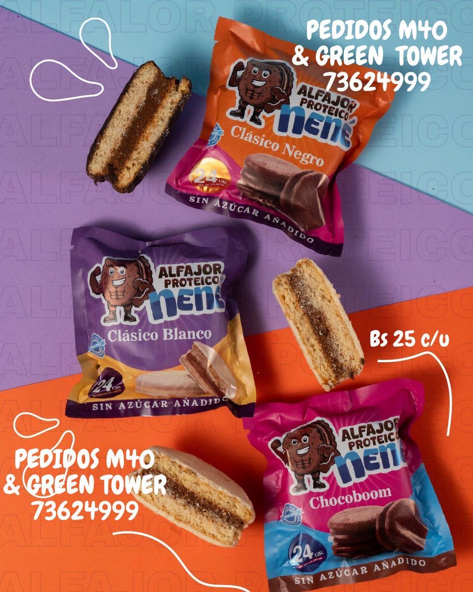 para quien trabaje en equipe y se antoje de un alfajor proteico (lleva 24g de proteína cada alfajor… misma cantidad que tiene un shake de prote)
💪🏼me avisan no más al 73624999
