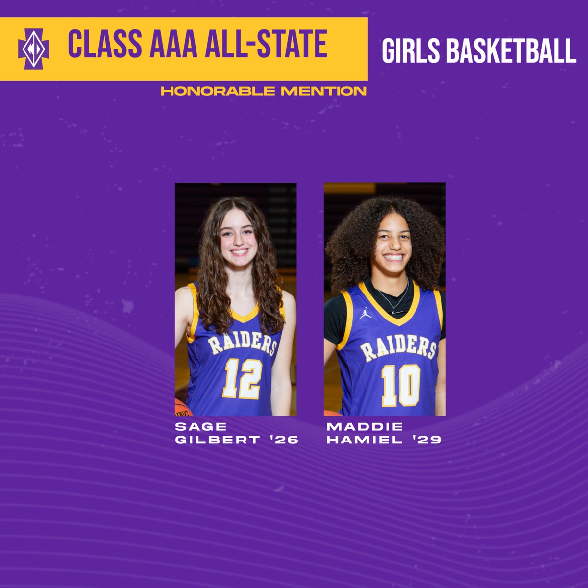CDH_Raiders's tweet photo. Congratulations to @cdhgirlsbball Sage Gilbert '26 and Maddie Hamiel '29 who were named MSHSL Class AAA All-State Honorable Mention. https://t.co/Wey4YdUUSr