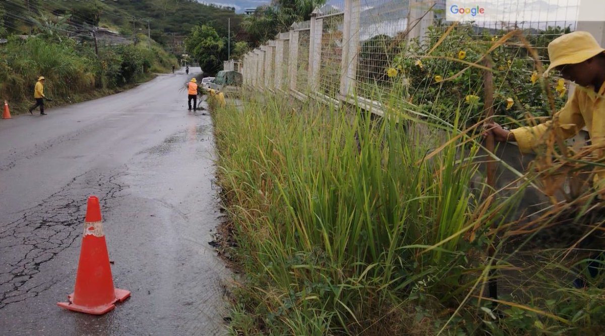 #Loja | Realizamos mantenimiento en la vía Loja - Malacatos - Vilcabamba (E35), sector El Porvenir, para proteger la estructura de la calzada.

✅ Roza a mano de vegetación y limpieza del sistema de drenaje
🛣️ Vía habilitada
🚧 Respete la señalización preventiva ubicada en la