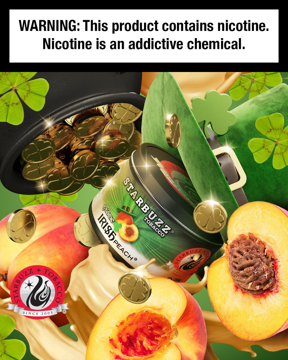 StarbuzzTobacco's tweet image. #Starbuzz® #Irish #Peach® might make you pinch yourself for not treating yourself to this succulent #hookah flavor sooner. Seek this pot of #shisha gold at your local #smoke shop or order it at ShopStarbuzz.com. #Happy #StPatricksDay! ✨🍀🍑✨ #narguile #bestseller