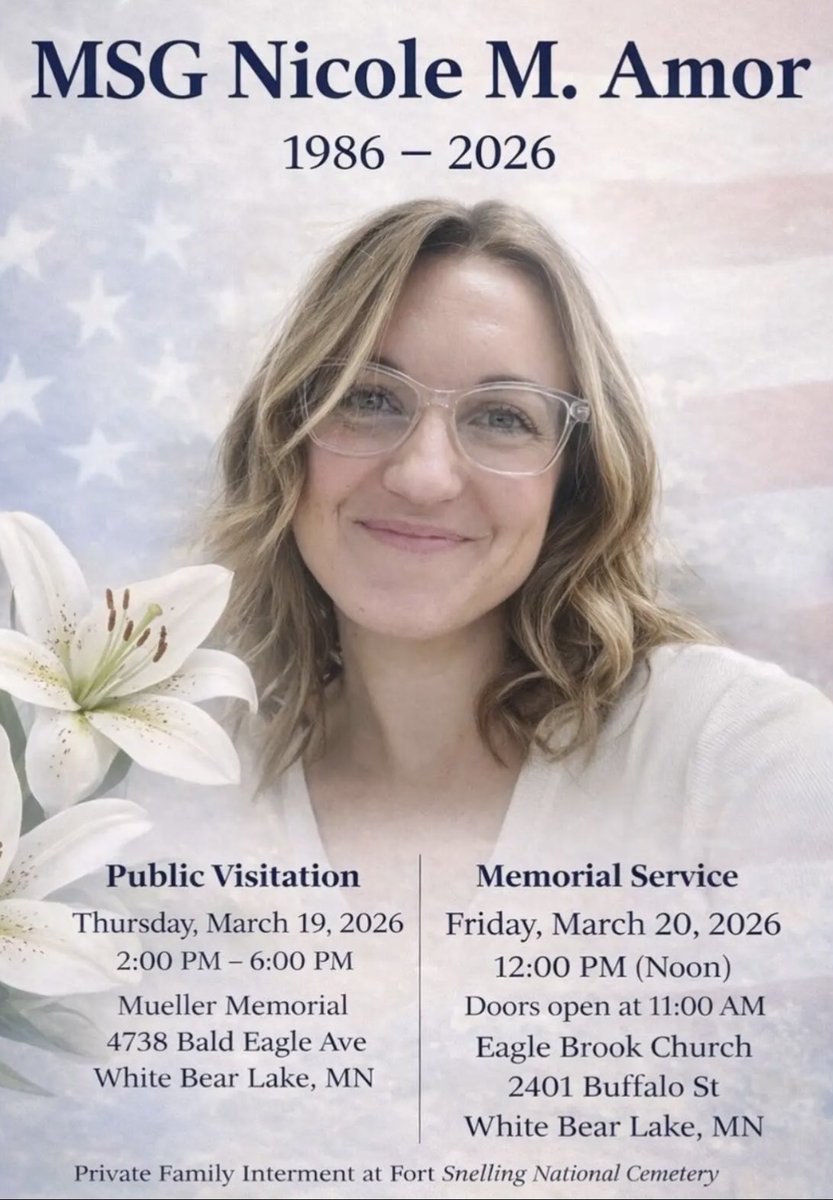 Honor The Fallen…. We join the nation in mourning the loss of MSG Nicole Amor.🇺🇸 See program for public details.