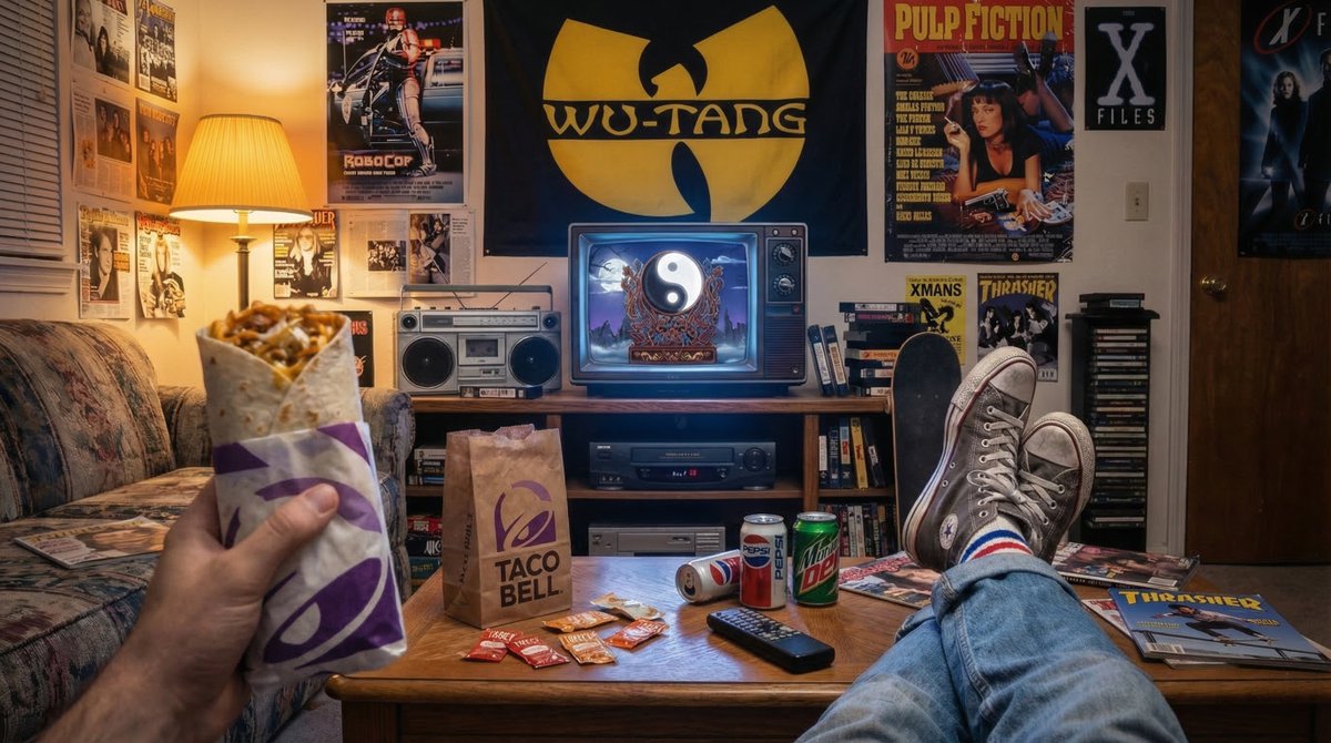 90s Throwback, Lived it first hand, Taco Bell, Wu-Tang, Robocop, Kung Fu Theatre and multiple other tapes that we have forgotten. If this doesn't hit you in the chest, you didn't live it.

Made with AI. Every detail engineered by design not trends.

AI was the only way I could do