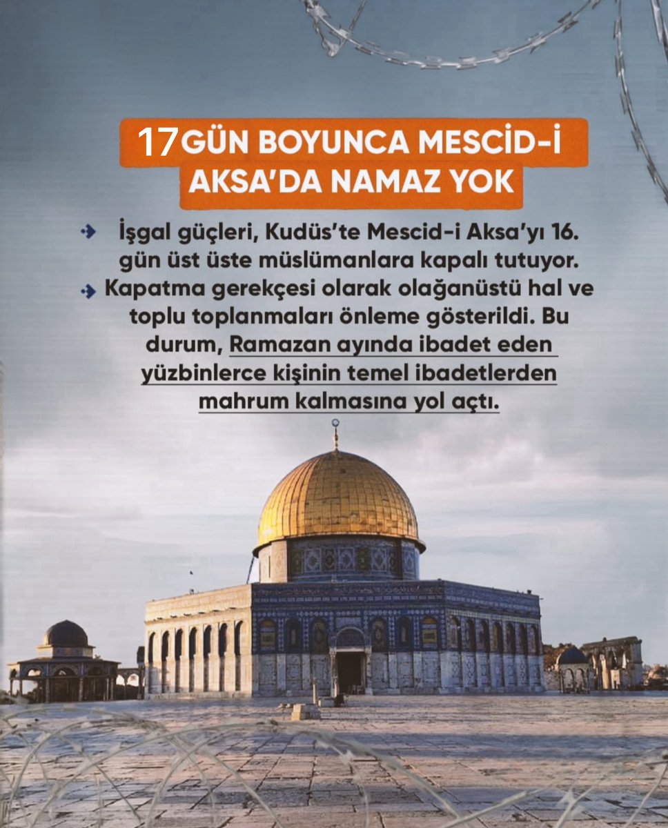 Mescid-i Aksa 17 Gündür Kapalı 🚫