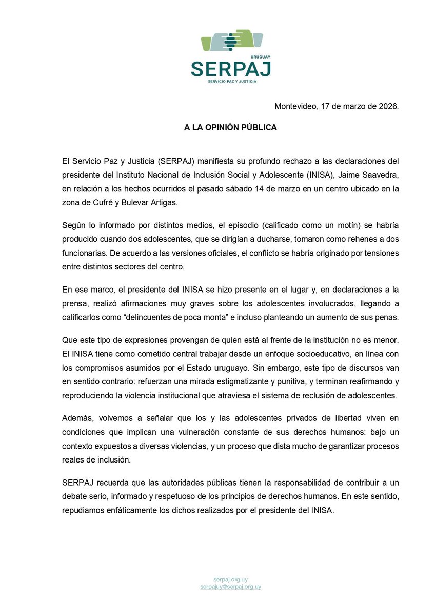 Serpaj Uruguay tweet media