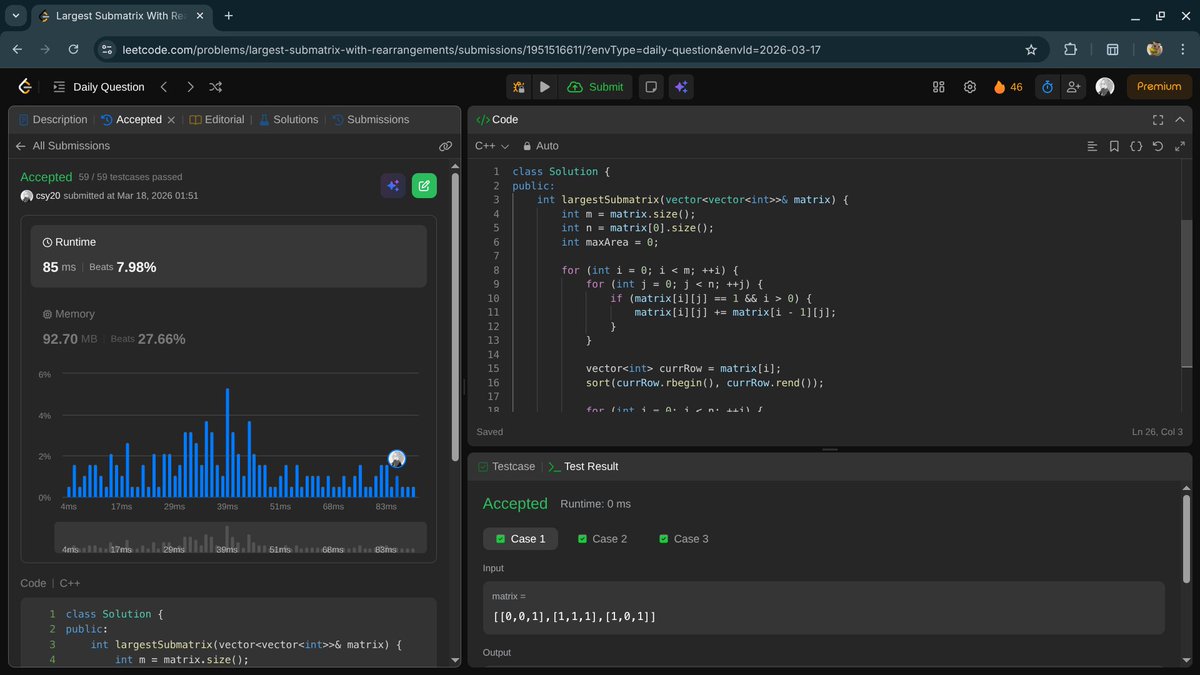 the__csy20's tweet image. #Day45 of DSA:

-leetcode POTD 

#DSA #LeetCode