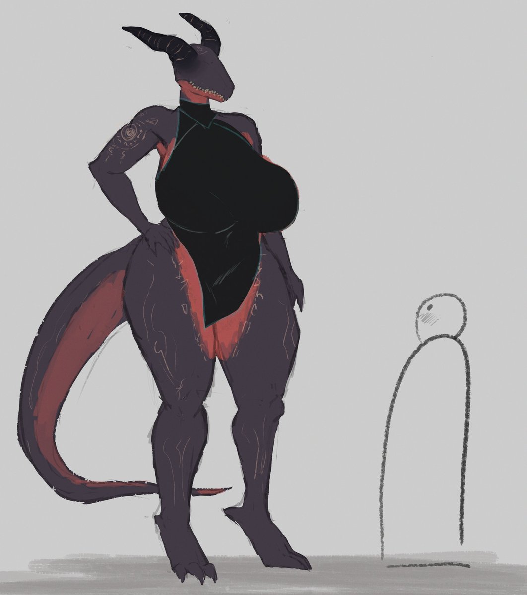 Oncillla's tweet photo. New OC 
Vexa the demon 

#oc #milf #monstergirl #sketch https://t.co/aGshDNqkT1