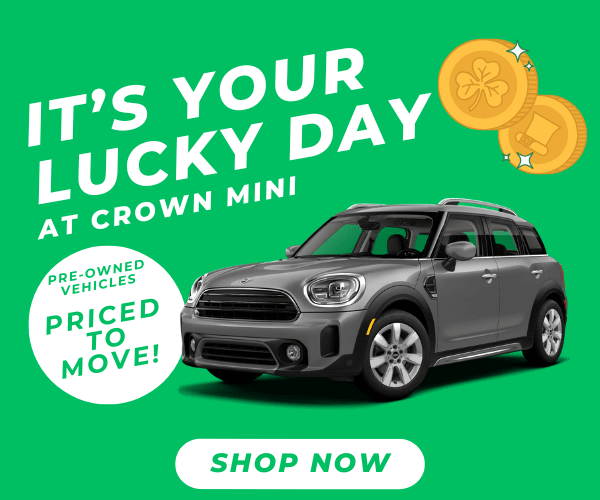 CrownMINI's tweet photo. This St. Patrick’s Day, find your LUCKY MINI 🎩🍀  From open-top Convertible thrills to nimble hardtops and versatile Countrymans, every #MINI delivers fun performance, agile handling, advanced tech, and iconic style. See inventory: https://t.co/0VF1N78x0e https://t.co/bxaQnDebSf