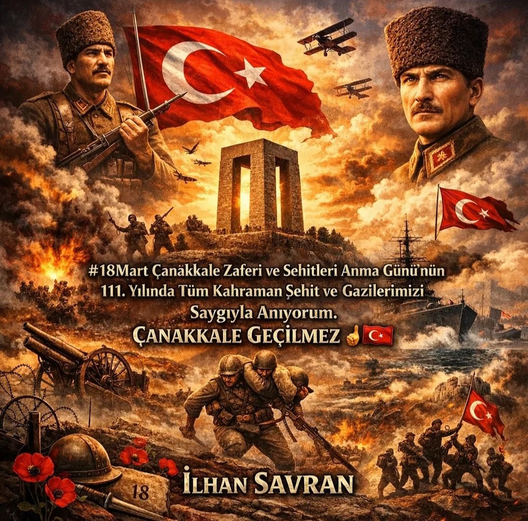 Çanakkale Zaferimizin 111. yılında aynı gururla; Ulu Önder Mustafa Kemal Atatürk ve tüm kahramanlarımızı saygı, minnet ve rahmetle anıyoruz.