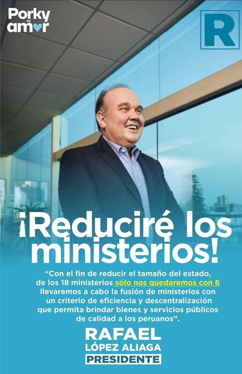 fueraodebrecht's tweet photo. 🫂➡️​¡Se acaba la burocracia inútil! Reduciremos el Estado de 18 a solo 6 ministerios eficientes. No más gasto excesivo en planillas doradas; fusionaremos carteras para servir mejor al ciudadano con descentralización real. ¡Menos políticos, más resultados! El Perú primero. 🇵🇪💪 https://t.co/0l0B9LKfxo