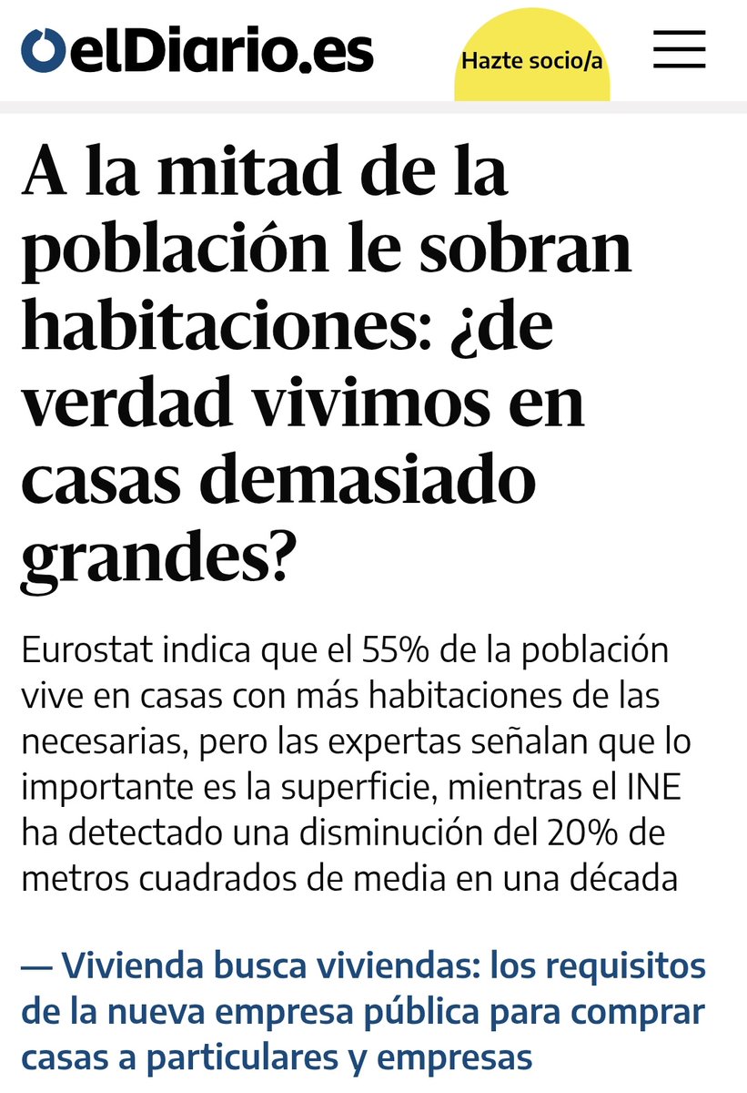 Hem passat de demonitzar i, per decret, “regalar” segones residències, perquè érem rendistes, especuladors i males persones, a anar ara directament contra l’única llar on vius.

El nou relat diu que ets egoista si conserves l’habitació que ha quedat buida quan el nen s’ha
