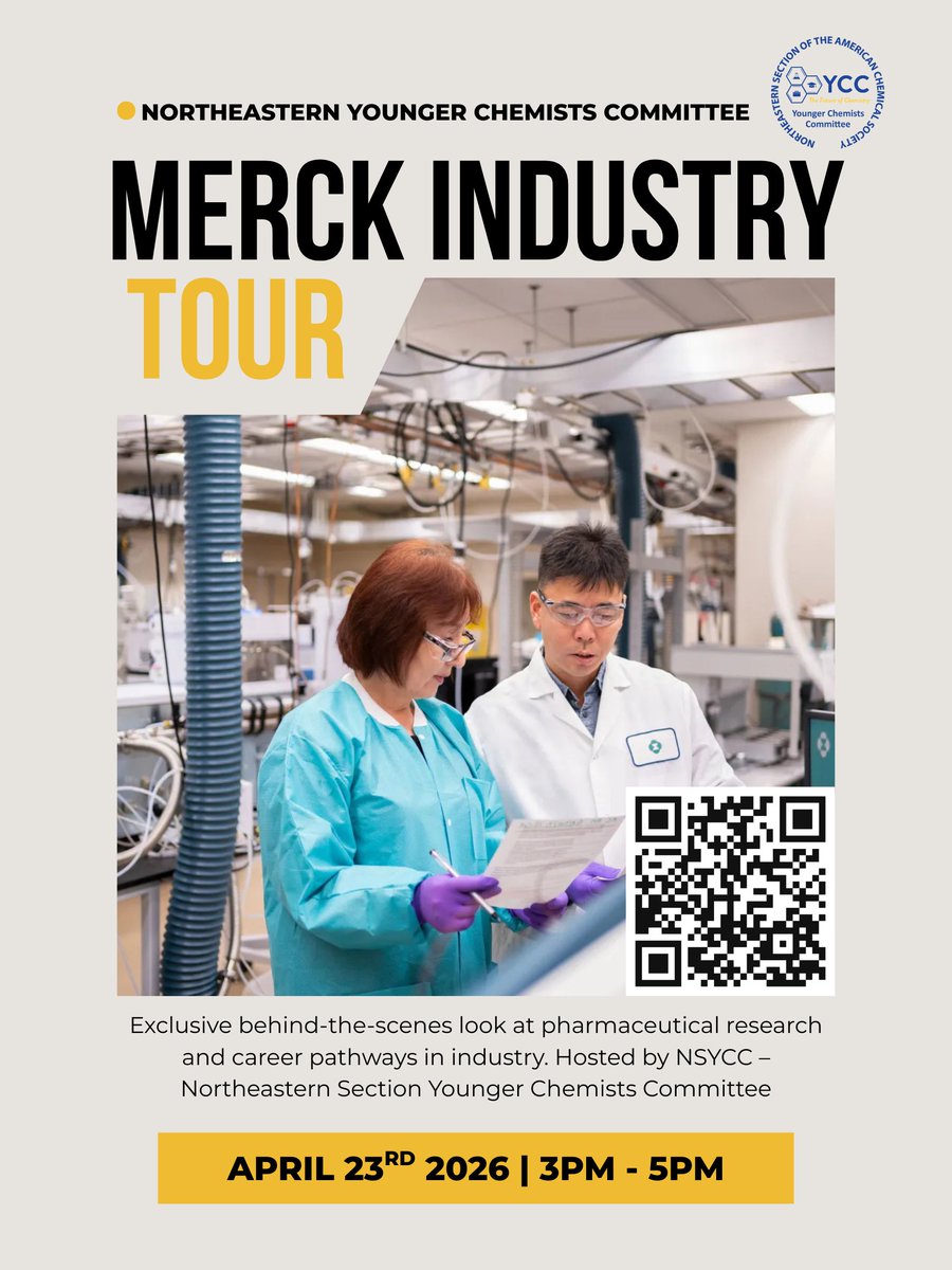NSYCC's tweet photo. Chem students—curious about pharma careers? 🧪

Join the NSYCC Merck Industry Tour
📅 April 23 | 🕒 3–5 PM
Behind-the-scenes R&amp;D + connect with industry scientists

Register here: https://t.co/rZ4ZEEd5j6

#ChemTwitter #STEMStudents #NSYCC https://t.co/B9vOwf0Ymw