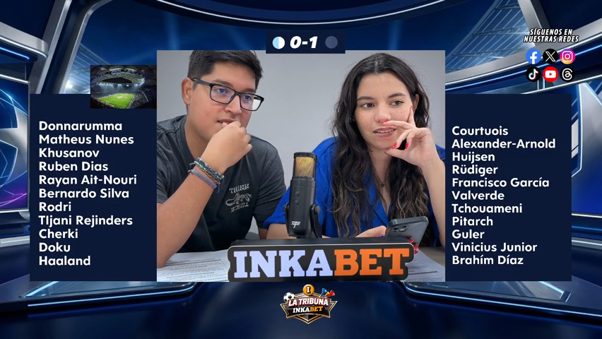¡Acompaña a <a href="/Gvarese10/">Gino Varese</a> y <a href="/FernandaHuapaya/">Fernanda Huapaya</a> a la reacción del Manchester City vs Real Madrid y participa del sorteo de bonos! 🤩

kick.com/inkabet-pe
