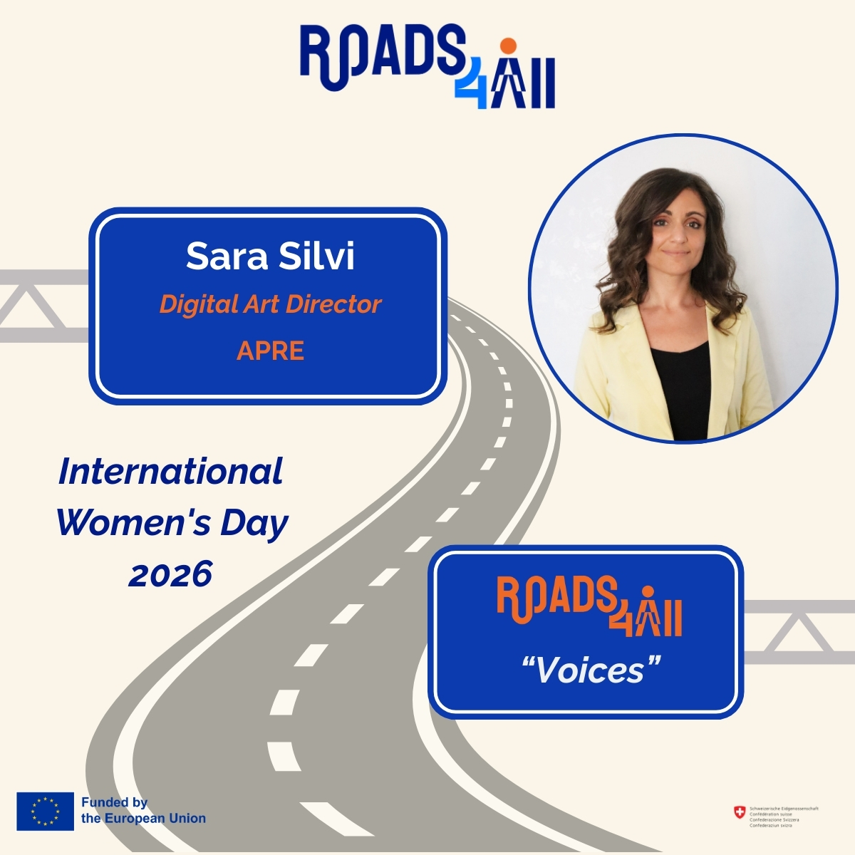👩‍🎓 #IWD2026 | Women of #Roads4All

Today we spotlight Sara Silvi from APRE

💬 “Being a woman in #research and #innovation means connecting #knowledge with everyday life and using creativity to turn complex topics into engaging experiences”

🔗 roads4all.eu

#HorizonEU