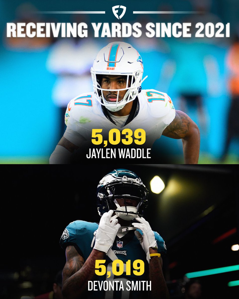 FanDuel's tweet image. Who is the better WR from the 2021 NFL Draft?

❤️ for Jaylen Waddle
🔁 for DeVonta Smith

#BroncosCountry | #FlyEaglesFly