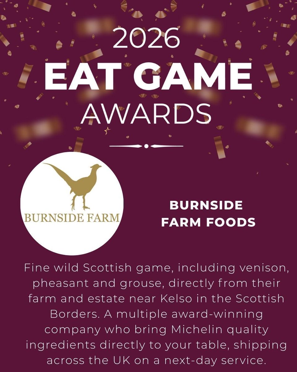 EatGameUK's tweet photo. As we continue our countdown to the 2026 Eat Game Awards, we will be taking a look at the finalists in each of the categories.

Today is the turn of the Best Game Product sponsored by Lincolnshire Game and our finalists:- 

Burnside Farm Foods
Cheshire Wild Venison
Deer Box https://t.co/THLoSLOaTO