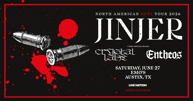 emosaustin's tweet photo. JUST ANNOUNCED! Jinjer, with special guests Crystal Lake and Entheos, are coming to Emo's on Saturday, 6/27. Tickets go on sale 3/20 @ 10am at https://t.co/lzu4TBI75g https://t.co/2Izy3lQzzS