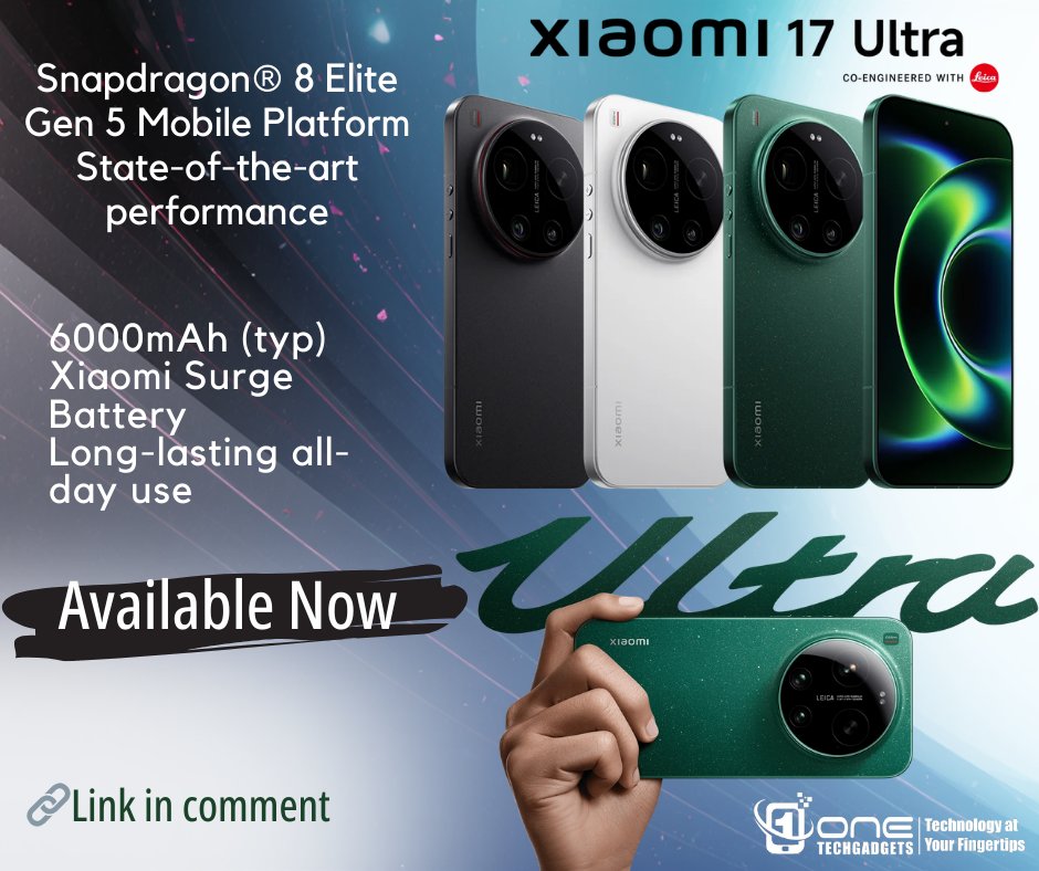 OneTechGadgets's tweet image. 6000mAh battery. 120Hz OLED. 200MP Leica lens 🔥
Xiaomi 17 Ultra redefines flagship phones.

#Xiaomi17Ultra #xiaomismartphone #LeicaLens #FlagshipPhone