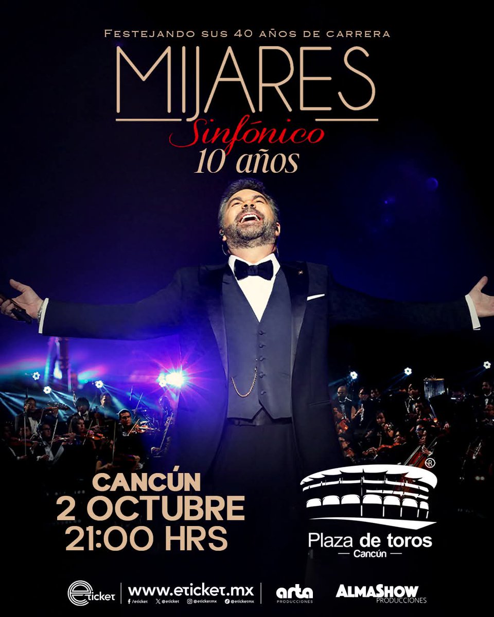 Belmijares's tweet photo. 🚨 Nuevas Fechas Mijares Sinfónico 🚨
🗓️ 29 de Agosto, Monterrey
🗓️2 de Octubre, Cancún 
🗓️24 de Octubre, Tampico
@MijaresOficial Celebrando en grande sus 40 años de trayectoria 🪖❤️🎶 https://t.co/FyRlN8Whzz