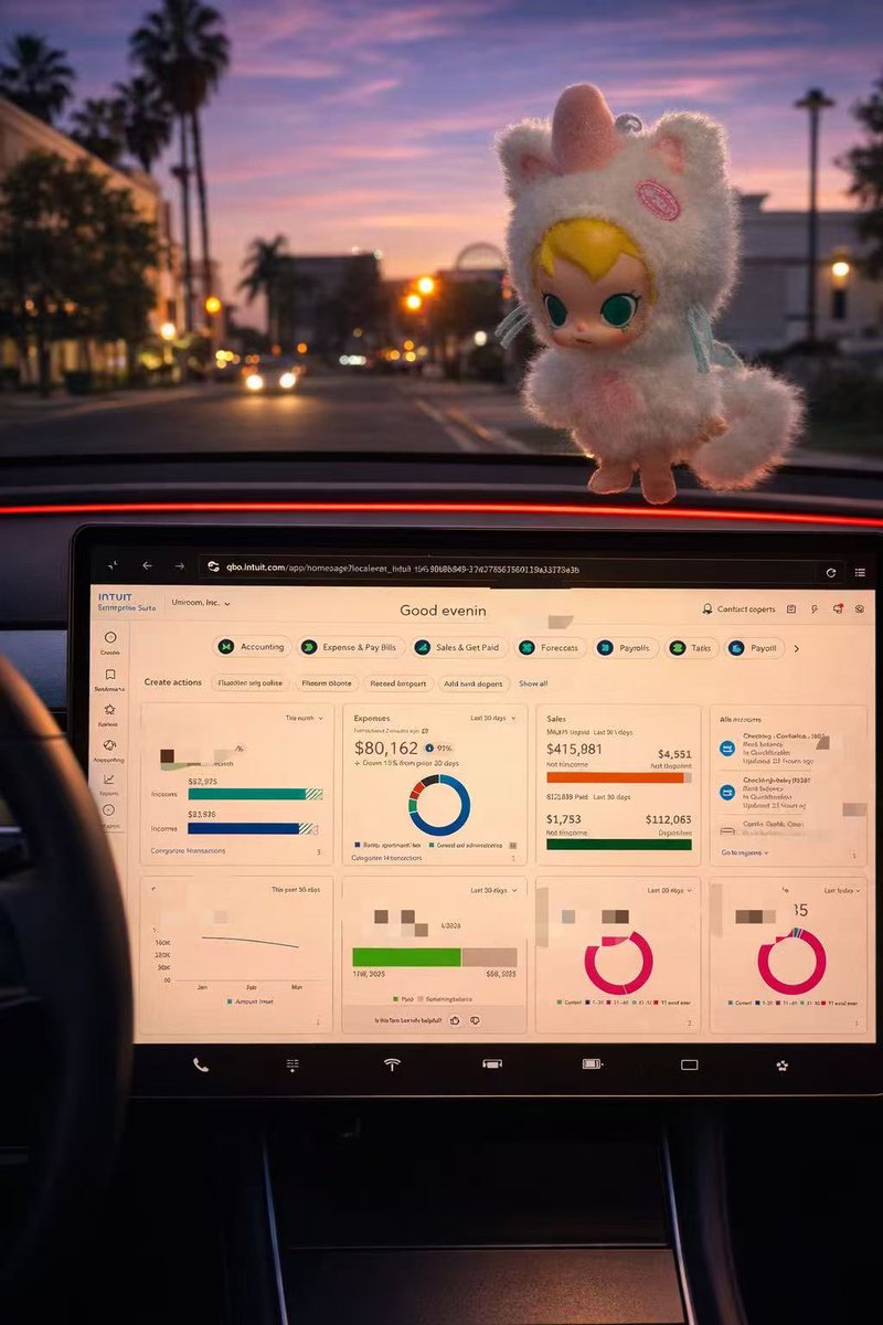 uniroomone's tweet photo. @elonmusk I’ve basically turned my Tesla into a workstation.

I’m running an AI-powered ERP and reviewing QuickBooks reports right here in the car.

The only problem: no keyboard, and I have to twist my body to see the screen.😅

Any tips to make this setup more comfortable? https://t.co/AAcJwV7Gh6