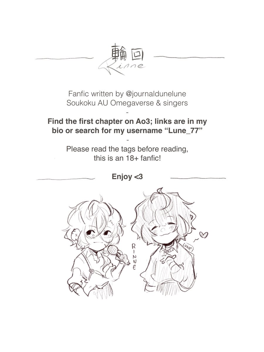 RINNE - Skk - Omegaverse &amp; Singer AU
-
archiveofourown.org/works/79681196…
-
(Pls read the tags before 🔞) 
-
#skk #bungostraydogs #bsd #dazai #chuuya #soukoku #bsdfanfic #fanfic