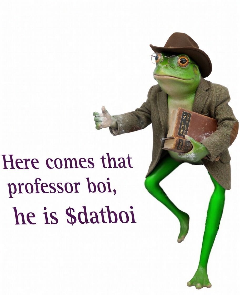 KingMaxFreedom's tweet photo. Professor $datboi 😂😆
Owkay let's get the meme started then @DATBOI_ONSOL
Use #datboi and drop your $datboi memes.
Work for you bag and dominate CT with $datboi memes, Let's goooooooo
#WeDemBois https://t.co/yleMArqNil