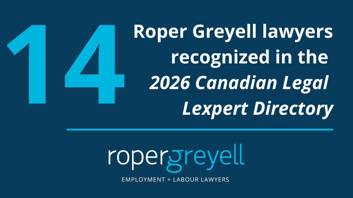 Roper Greyell is pleased to announce that fourteen RG lawyers have been included in the 2026 Canadian Legal <a href="/Lexpert/">Lexpert</a> Directory.

Read the full directory here: lexpert.ca/rankings/best-…
#Lexpert #WorkplaceLaw