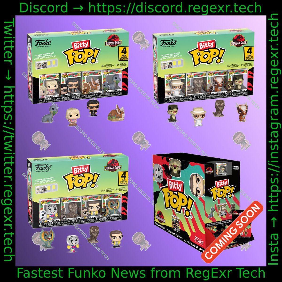 Coming Soon: bitty pop Jurassic Park Bitty Pop! 4-Pack Series 1, 3, Mystery, 2 PREORDER HERE: reddit.com/r/funkopop/com…