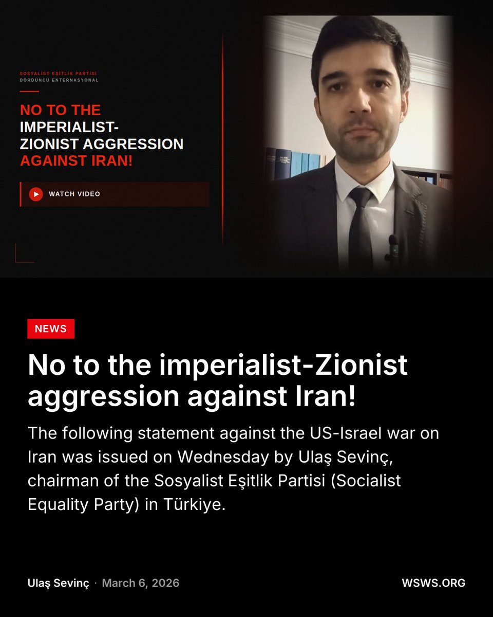 Ulaş Sevinç, chairman of the Sosyalist Eşitlik Partisi, released a video Thursday opposing the US-Israeli war against Iran. He criticized Türkiye's ruling elite's collaboration and called for building an anti-war socialist movement based on the working class.