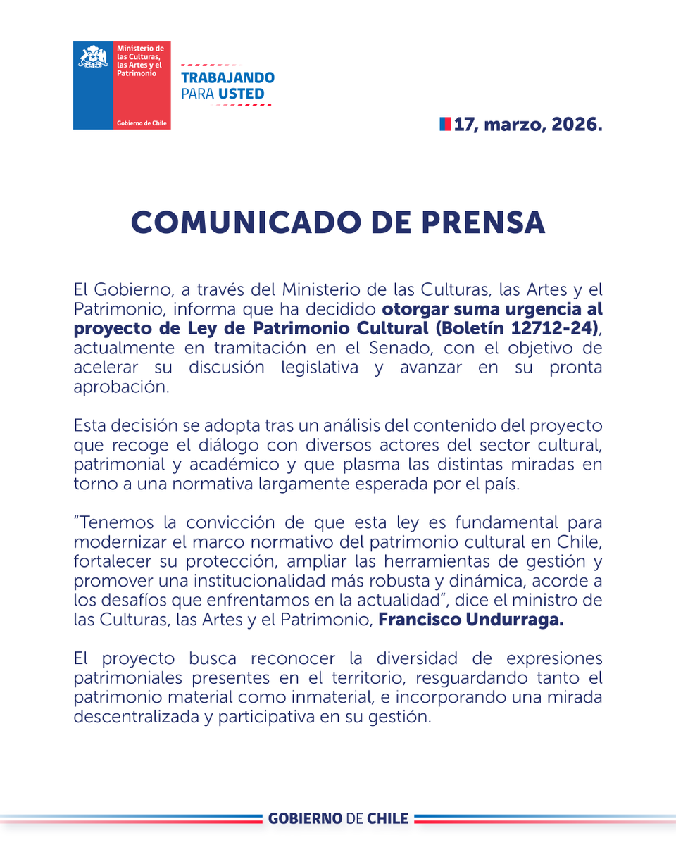 Ministerio de las Culturas tweet media