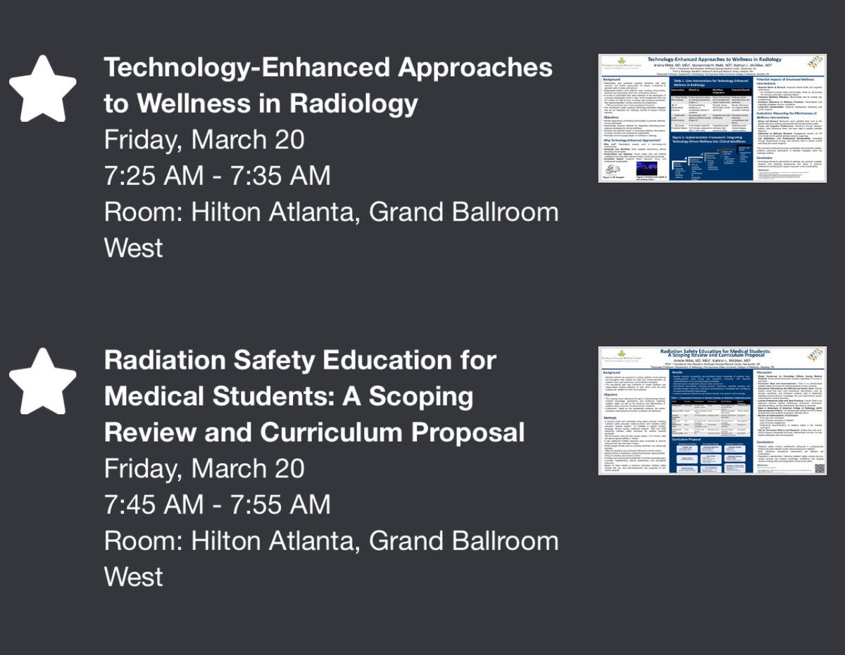 AnishaMittal36's tweet photo. Excited to attend and present at the @aaradiol annual meeting this week in Atlanta! Would love to connect if you’re there! 

A huge shoutout to a few of my incredible mentors, @katelgam and @HammadM2021, for supporting me with the below presentations and much more over the years! https://t.co/daghcpiuZt