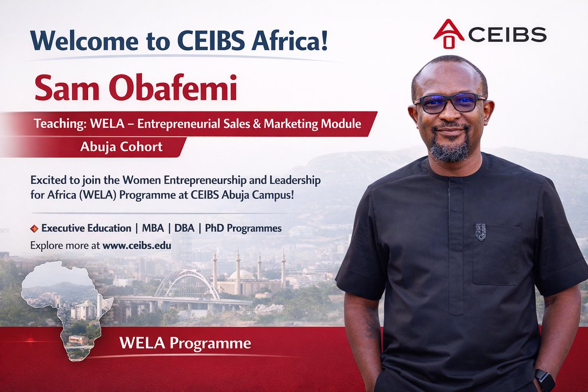 sobafemi's tweet photo. I joined #CEIBS_Africa as a Faculty Member on their #WELA programme. It’s an honour.
🐙 https://t.co/rtyGV5FY3K