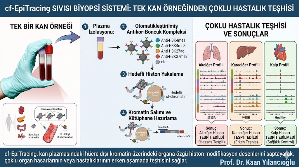 Kan testi artık sadece “değer bakmak” için olmayacak!

Bilim insanları, tek bir kan örneğinden birden fazla hastalığı saptayabilen yeni bir sıvı biyopsi sistemi geliştirdi: cf-EpiTracing.

Bu sistem, kanda dolaşan minik DNA/kromatin parçalarını analiz ederek yalnızca hastalık var