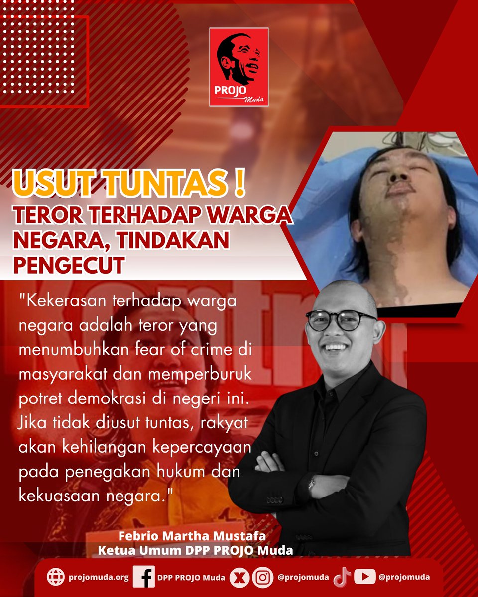 Projo_Muda's tweet photo. USUT TUNTAS ! 
Teror Terhadap Warga Negara, Tindakan Pengecut

PROJO MUDA
Muda, Mengabdi, Mendunia
#YouthCapitalDevelopment 
#projo #projomuda 
#setiadigarisrakyat #mudamengabdimendunia https://t.co/vl4wpT6IFW