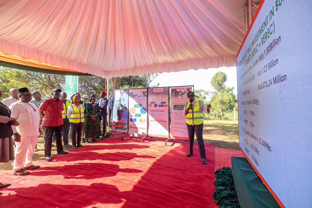 AlexKWachira's tweet photo. A new dawn for the residents of Cheptais village, as H.E. President @WilliamsRuto commissioned the Cheptais Last Mile Connectivity Project, benefiting 108 households and business enterprises in Mt. Elgon Constituency.

The project is part of a Ksh 1.8 billion initiative aimed at connecting 25,889 additional households to electricity across Bungoma County, powering businesses and empowering livelihoods.
