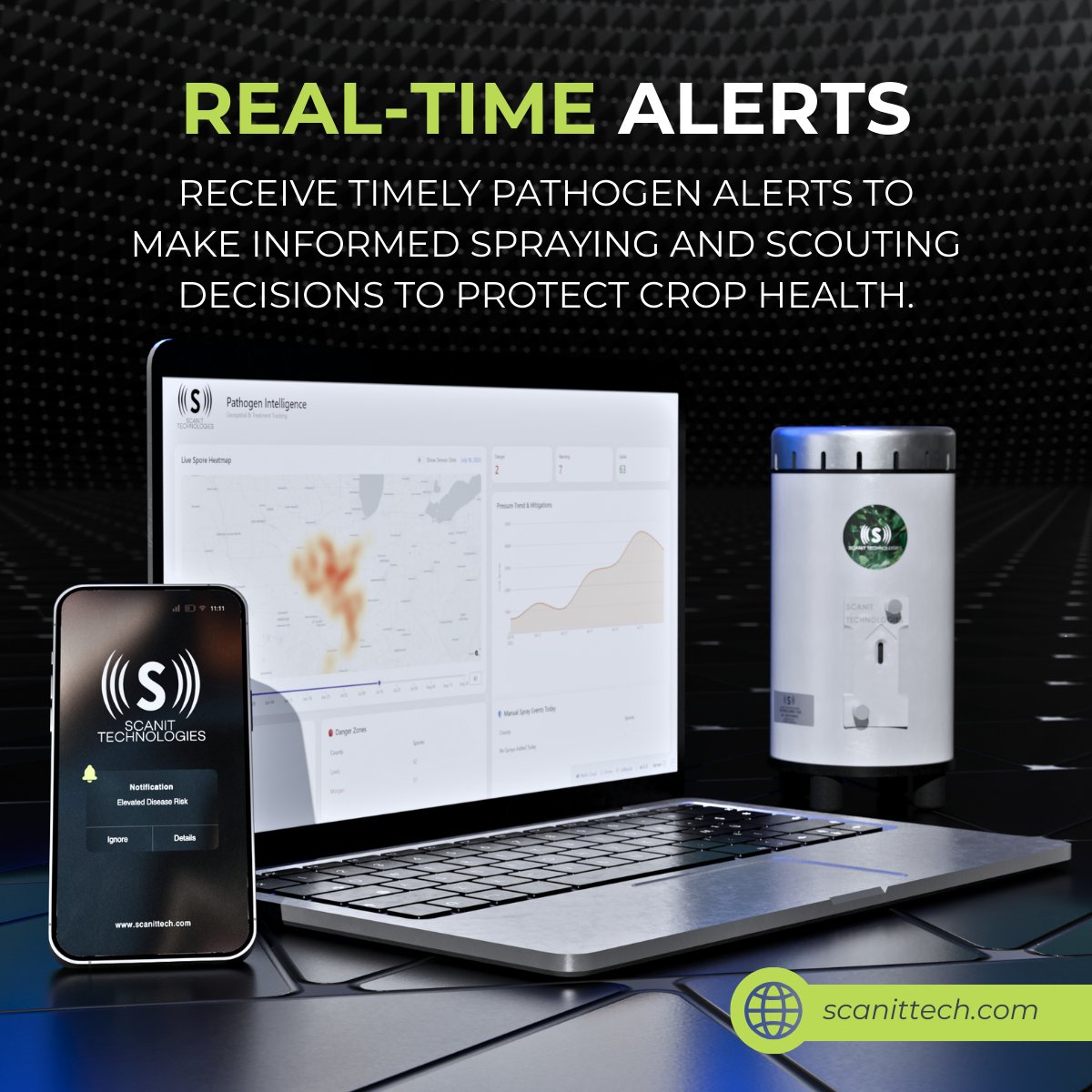 Disease models should clarify, not complicate.
We don't replace your judgment—we give you better data to work with: 🥇 Ranked pressure views 🔄 24hr trends
🔔 Smart pathogen alerts ✅ Spray effectiveness proof
👉 Click here to see how SporeCam™ works.
scanittech.com/how-it-works