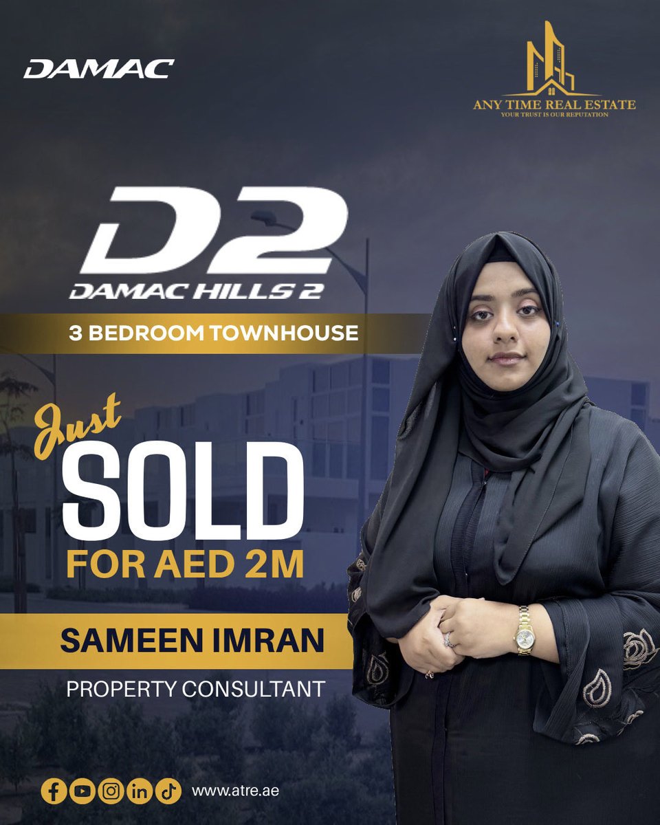 atre_ae's tweet photo. In a tough market situation, she stood out! Huge congratulations to Sameen Imran for closing a 3-bedroom townhouse in Damac Hills 2 for 2 million!

Your dedication and hard work inspire us all!

#TeamSuccess #RealEstateStar #anytimerealestate https://t.co/bAcabLmvUs