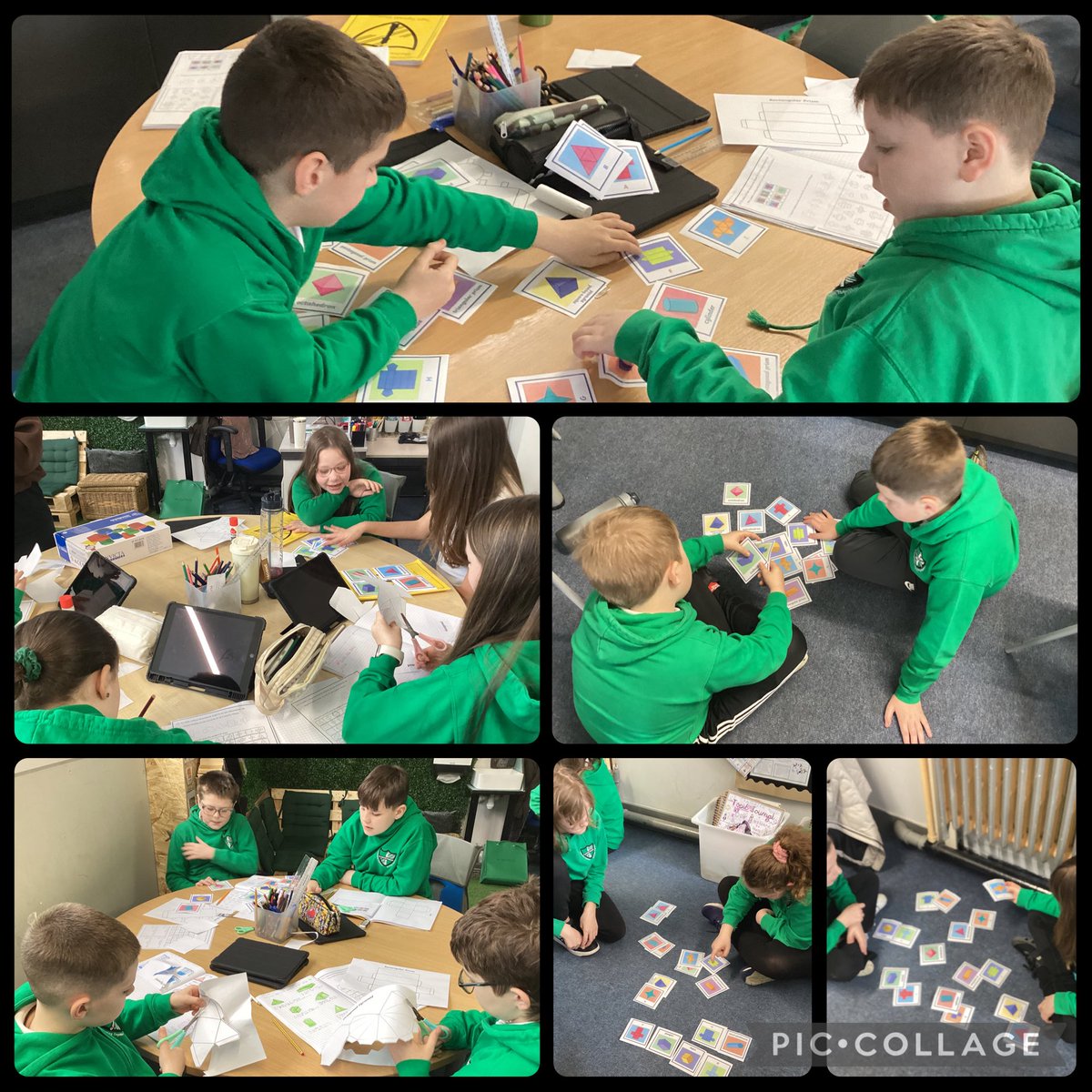 glanhowyprimary's tweet photo. Pupils in #YrWyddfa explored 3D shapes by investigating their 2D nets โ folding, building, and discovering how flat shapes transform into solid forms.
Great problem-solving, creativity, and mathematical thinking all in action!
#M_Num https://t.co/haedynREmk