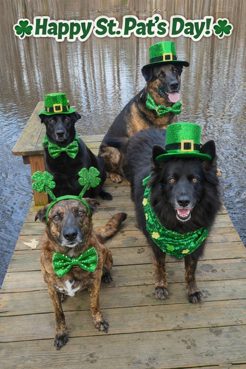ReenieCarp's tweet photo. 🍀🐾 Happy St. Pat’s Day from our lucky crew! May your day be filled with
🍀 luck
🐾 loyalty
💚 and a few extra treats https://t.co/QO8jhxXiee