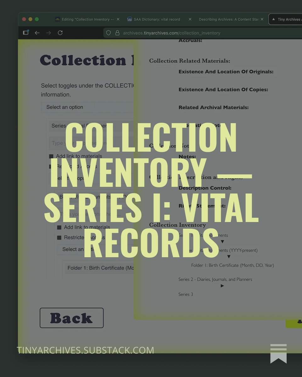 ReformatLab's tweet photo. We kicked off a new series at our Substack publication with: Collection Inventory — Series I: Vital Records

ArchiveOS members can build their archives in small, simple steps, beginning with the essential records of our lives.

New issues 🚀daily 

Link: https://t.co/4udga1fvW1 https://t.co/xM1cq1m6Lm