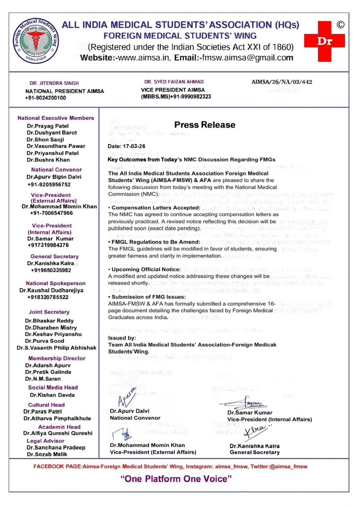 AIMSA- FOREIGN MEDICAL STUDENTS’ WING tweet media