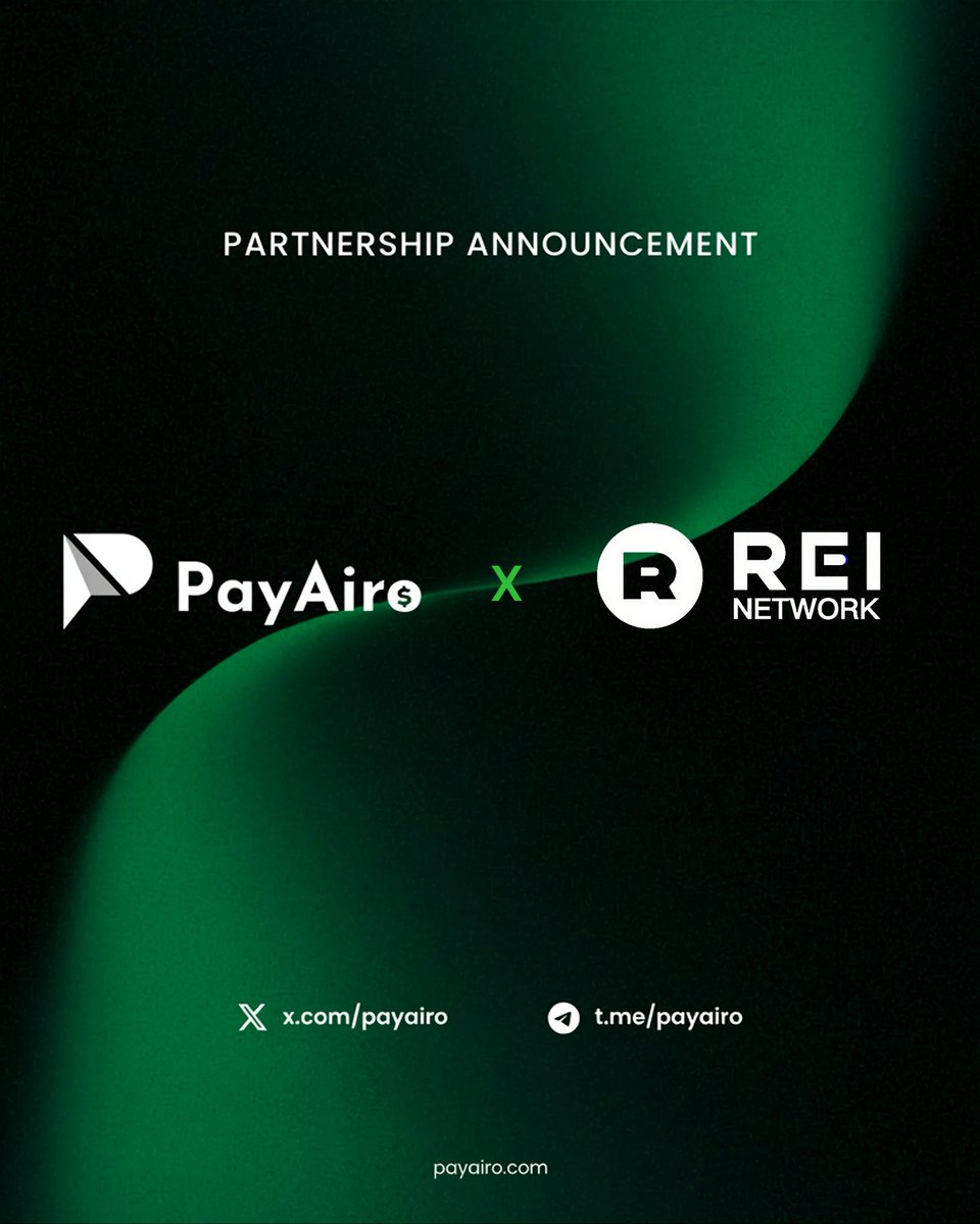 PayAiro 🤝 REI Network

<a href="/GXChainGlobal/">REI Network｜From #GXChain!</a> is a zero-fee, EVM-compatible blockchain built for scalable DeFi, gaming, and real-world Web3 applications. 

PayAiro is where traditional finance meets crypto - a fully licensed U.S. platform for instant payments, on/off-ramp, and digital