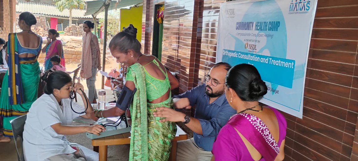 FoundationManas's tweet photo. Manas Foundation &amp; NSDL under #Niramaya Project, organized #Orthopedic Camp at Nagewdi, Karjat for women and men from tribal communities that often lack ortho care. 
👨‍⚕️ 80 patients treated
💊 Medicines provided
#NSDL #Healthaccess #tribalhealth #hralthcamp #RaigadHospital #CSR https://t.co/ExG1BtH0hi