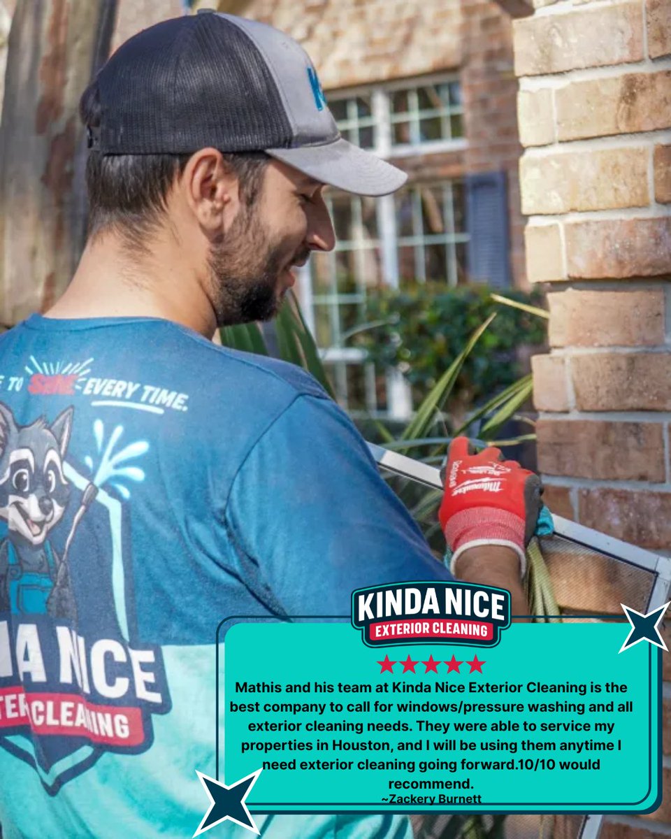 KNPWLLC's tweet photo. "10/10 would recommend." ⭐️ Zackery Burnett knows who to call for exterior cleaning in Houston!

Thanks for the shout-out, Zackery. We’re ready for the next one! 🧼🏠

Get your free quote here: https://t.co/ALIIF0SbYe

#Houston #PressureWashing #SmallBiz https://t.co/2JPS3UPUES