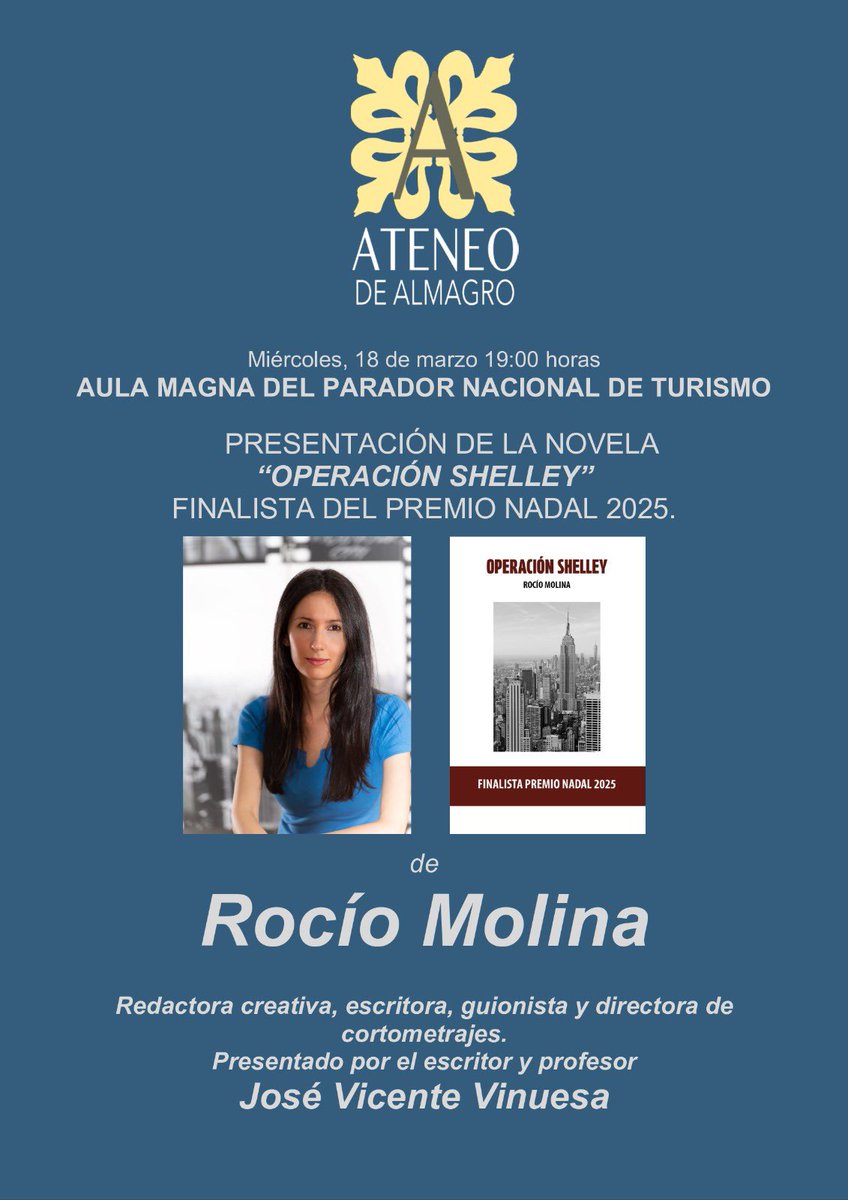 JoseVinuesa1's tweet photo. Este miércoles 18 tendré el gusto de presentar a Rocío Molina, que a su vez nos presentará su última novela. Estáis invitados. https://t.co/ZGhkkfx2bP