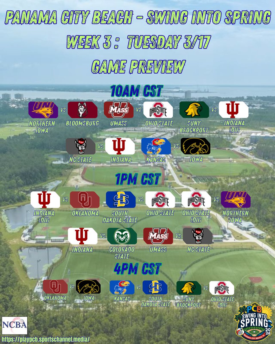 SIS_NCBA_NCSA's tweet photo. Our biggest day for Swing Into Spring has arrived! โพ๐ด
Watch it live:
๐ฅ https://t.co/Dbr159ISXi
#NCBA #ClubBaseball #SwingIntoSpring #PanamaCityBeach #SpringTraining https://t.co/gb2CuAaFju