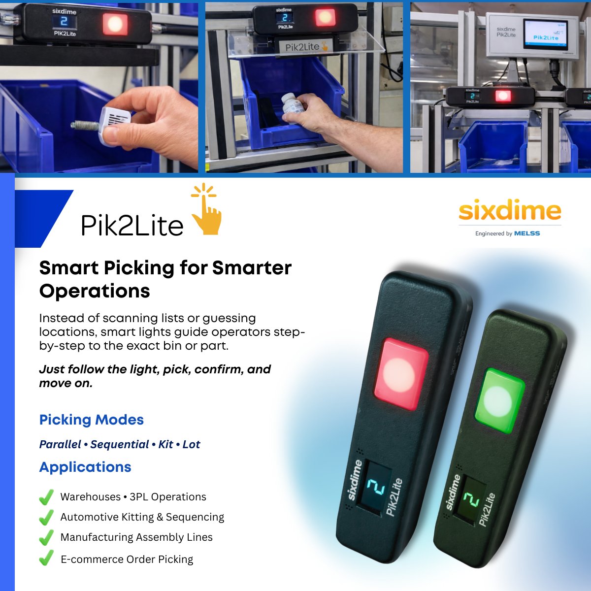 melssindia's tweet photo. Picking errors costing you time and money?
There’s a smarter way.
Light-guided systems like Pik2Lite help operators pick faster, with near-zero mistakes.

#SmartWarehouse #Industry40 #Manufacturing #3PL #PickToLight https://t.co/cPYFJ5V08K