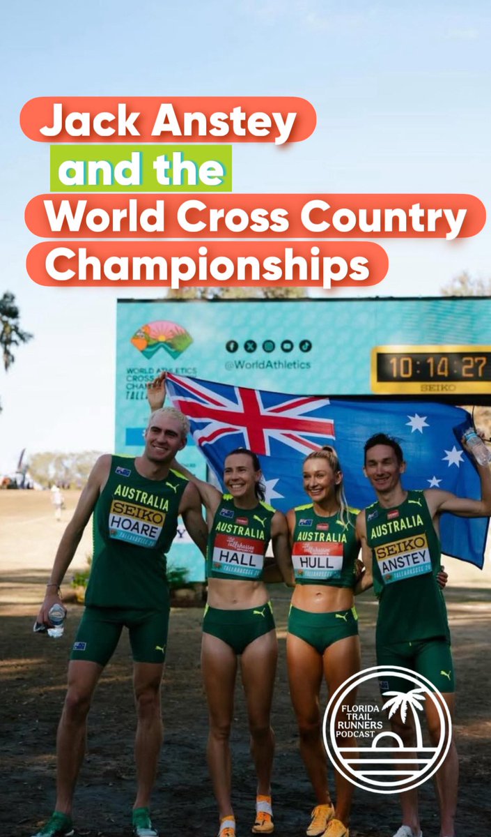 ftrunnerspod's tweet photo. In this episode, we head back to Tallahassee for the World Athletics World Cross Country Championships. Joining the conversation is Jack Anstey, who represented Australia in the Gold Medal winning Mixed Relay event alongside Ollie Hoare, Linden Hall, and Jessica Hull. https://t.co/I6q6cCChNA