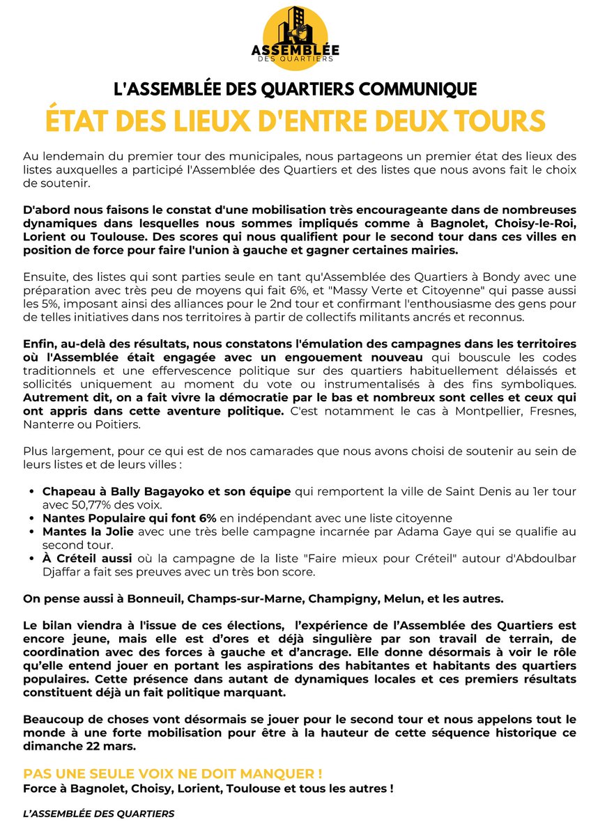 Onsenmele2022's tweet photo. Le bilan du 1er tour des municipales pour notre première participation 👇 https://t.co/nAO3nkGAOf